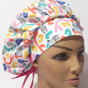 DOG blue fabric hats, bouffant hats, scrub caps, nurse hats, blue dog hats, surgical hats