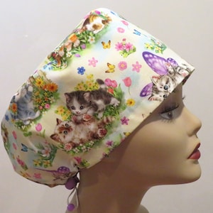 Cute cats surgical scrub cap, Euro style hats, beautiful cat hats