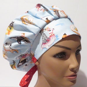 DOGS cute dogs bouffant hats, summer dog hats, cute dog design hats, scrub caps