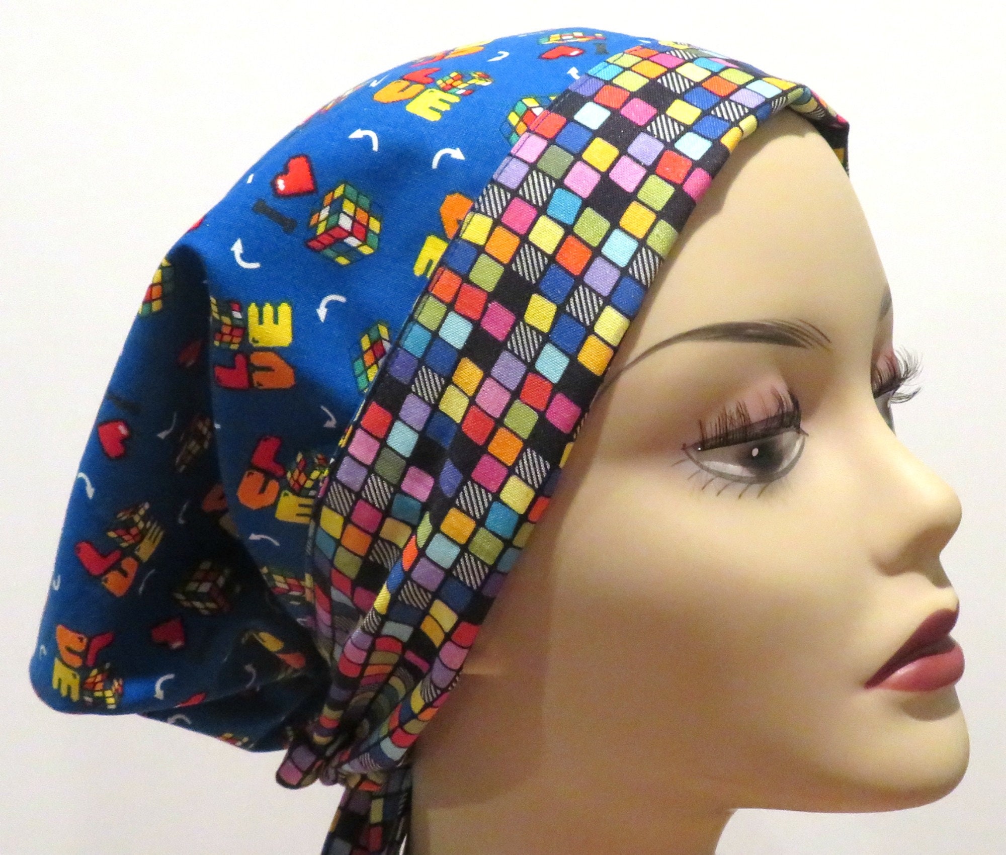 CUBES fabric scrub hats Euro scrub hats Reversible scrub Etsy