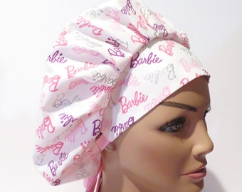 GIRLY design bouffant hats, fabric scrub caps, Nurse hats, Pink design hats