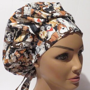 DOGS fabric hats, bouffant hats, beautiful hats, cute dogs hats