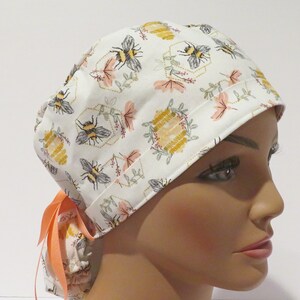 BEES design ponytail hats, spring ponytail hats, surgical hats