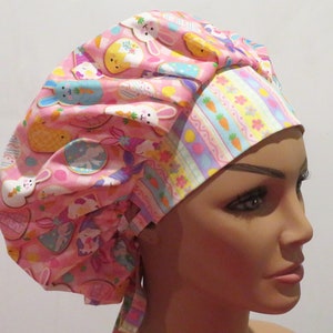 EASTER design bouffant hats, Colorful Easter eggs hats, beautiful hats, eggs design hats