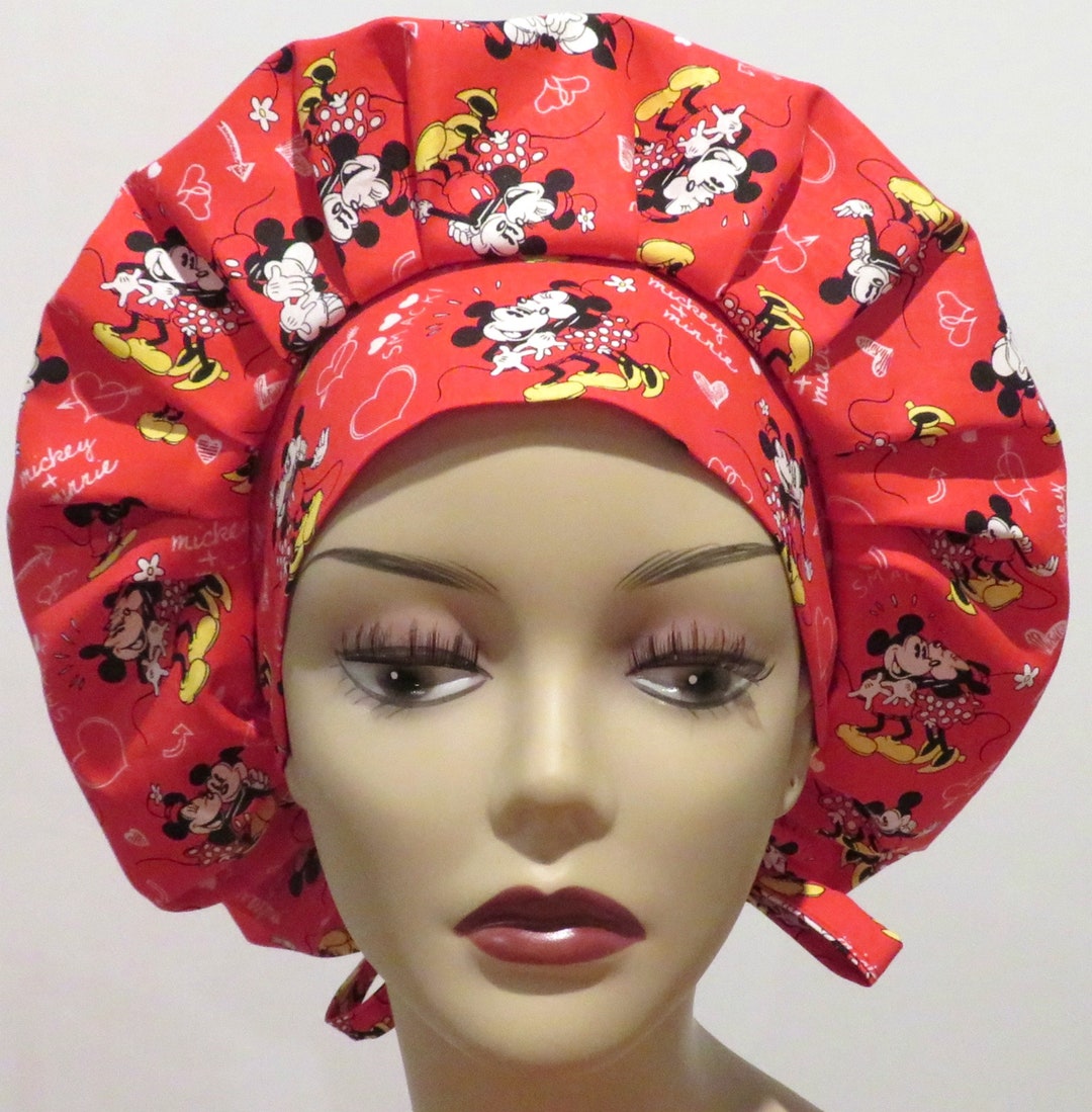 LOVE Fabric Scrub Hats, Red Scrub Hats, Mickey Minnie Scrub Hats, Red