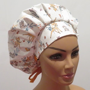 ANIMALS design bouffant hats, cute animal design hats, fabric scrub hats