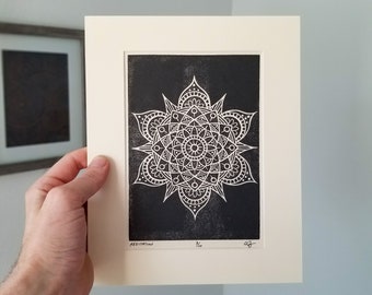 Meditation - Mandala Linocut Print
