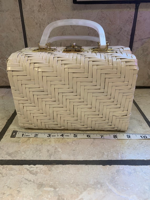 1960s Lesco Lona Vintage Box Vinyl Wicker White Pu