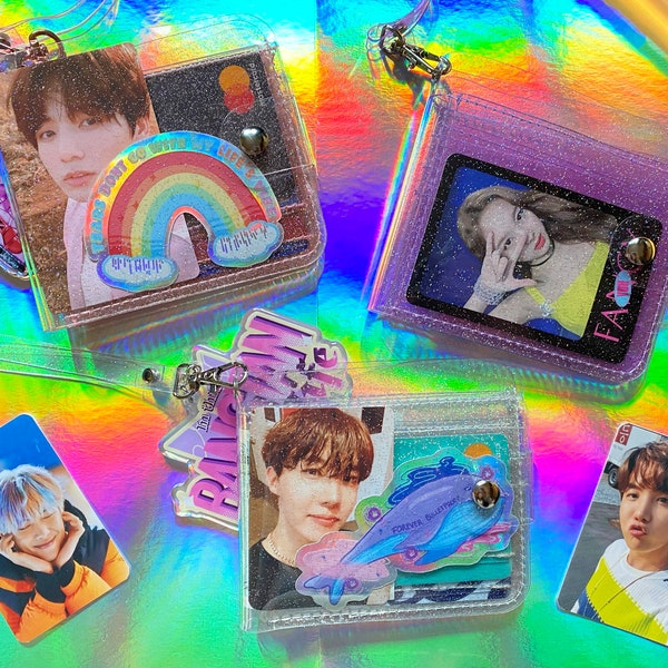 Glitter Jelly Wallet - ID Houder met Lanyard - Clear/Pink/Purple - K-pop Photocard Case