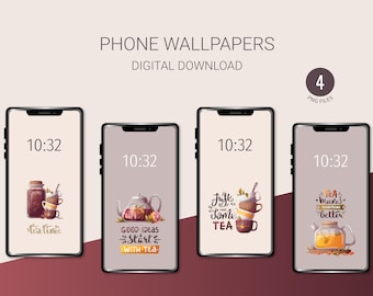 Teatime Phone Wallpapers: Tea Lover Backgrounds (Digital Download)