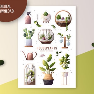 Zimmerpflanzen STICKER. DRUCKBARE Sticker. Topfpflanzen Clipart. Digitale Sticker. Bullet Journal. Goodnotes Sticker. Scrapbooking Pflanzen