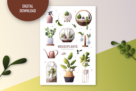 Houseplant Stickers: Potted Plant Clipart (Digital Stickers)