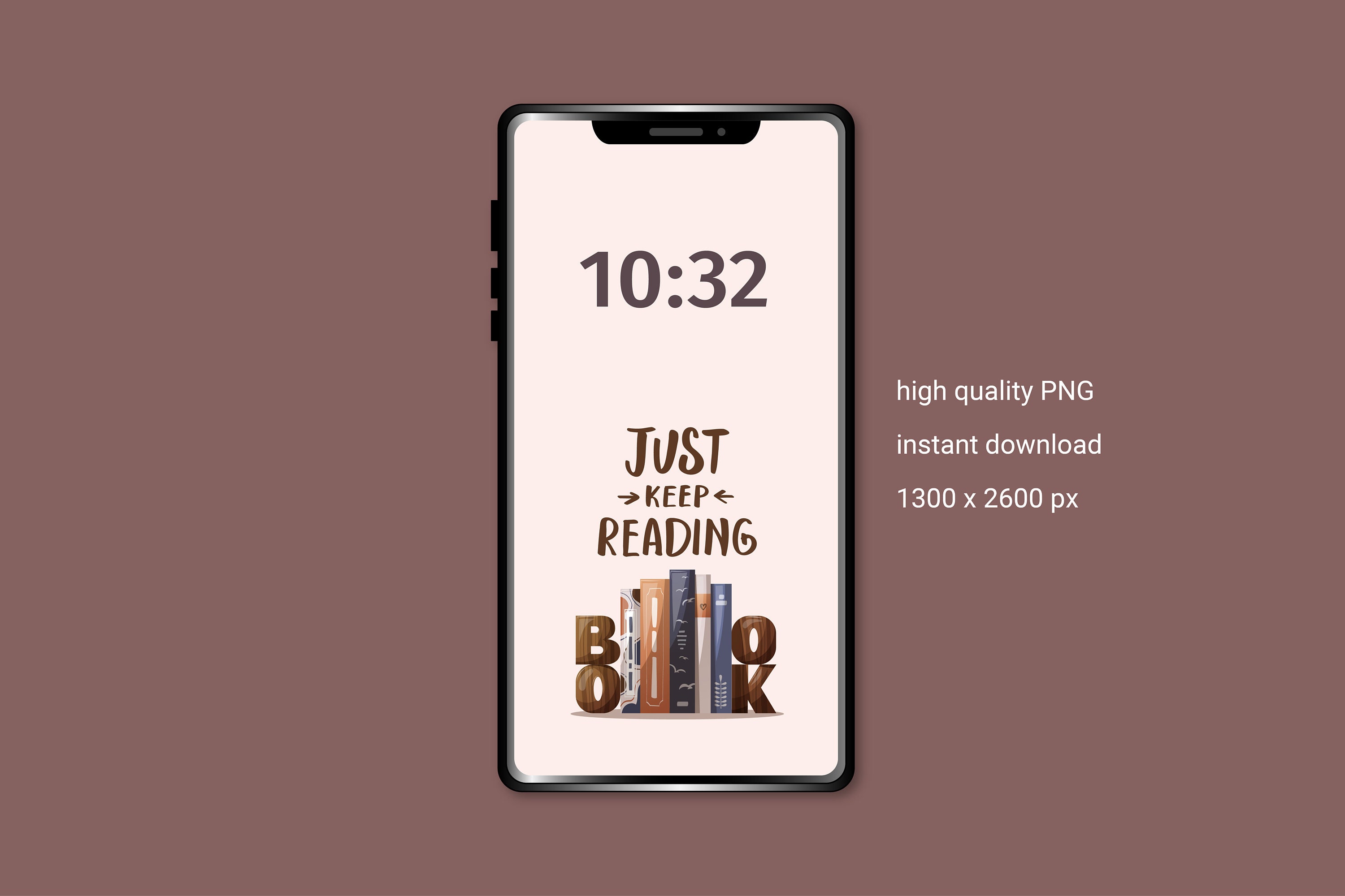 Bookshelf Phone Wallpapers | Set of 4 Phone Backgrounds | Instant ...