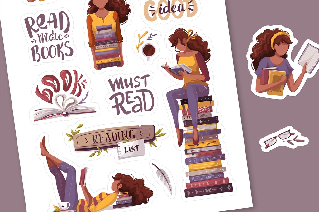 100 Adesivi Per Lettura E Libri | Impermeabili In Vinile Con Frasi E Disegni | Per Scrapbook E Laptop