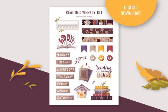 Reading Weekly Sticker Sheet. Printable Planner Stickers for - Etsy
