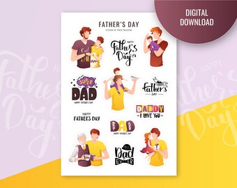 Father's Day Stickers: Printable Dad Clipart (Digital Download)