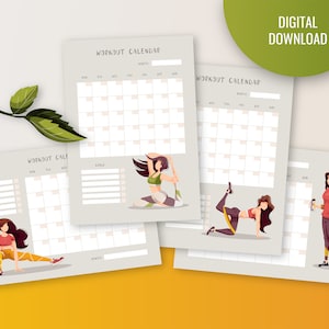 Set di calendari di allenamento stampabili: Fitness Tracker (download digitale)