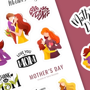 Mother's Day Stickers. Printable Stickers. Mom Sticker Pack. Mother ...