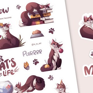Cat Life Sticker Sheet Bullet Journal, Digital Planner. Printable ...