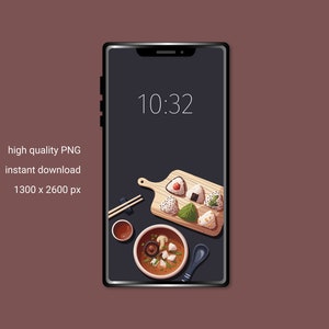 Japanese Food Phone Wallpaper: Sushi, Ramen, Miso (Set of 3) (Digital Download) image 2