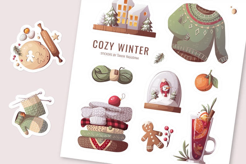 Cozy Winter Sticker Sheet Bullet Journal Digital Planner. - Etsy