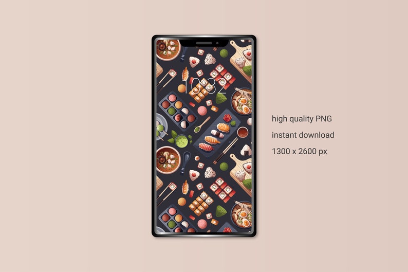 Japanese Food Phone Wallpaper: Sushi, Ramen, Miso (Set of 3) (Digital Download) image 3