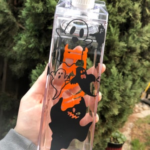 AANGEPASTE Spooky Milk Carton Water Bottle, vleermuizen, spoken, pompoenen, welke griezeligheid je maar wilt op je waterfles!