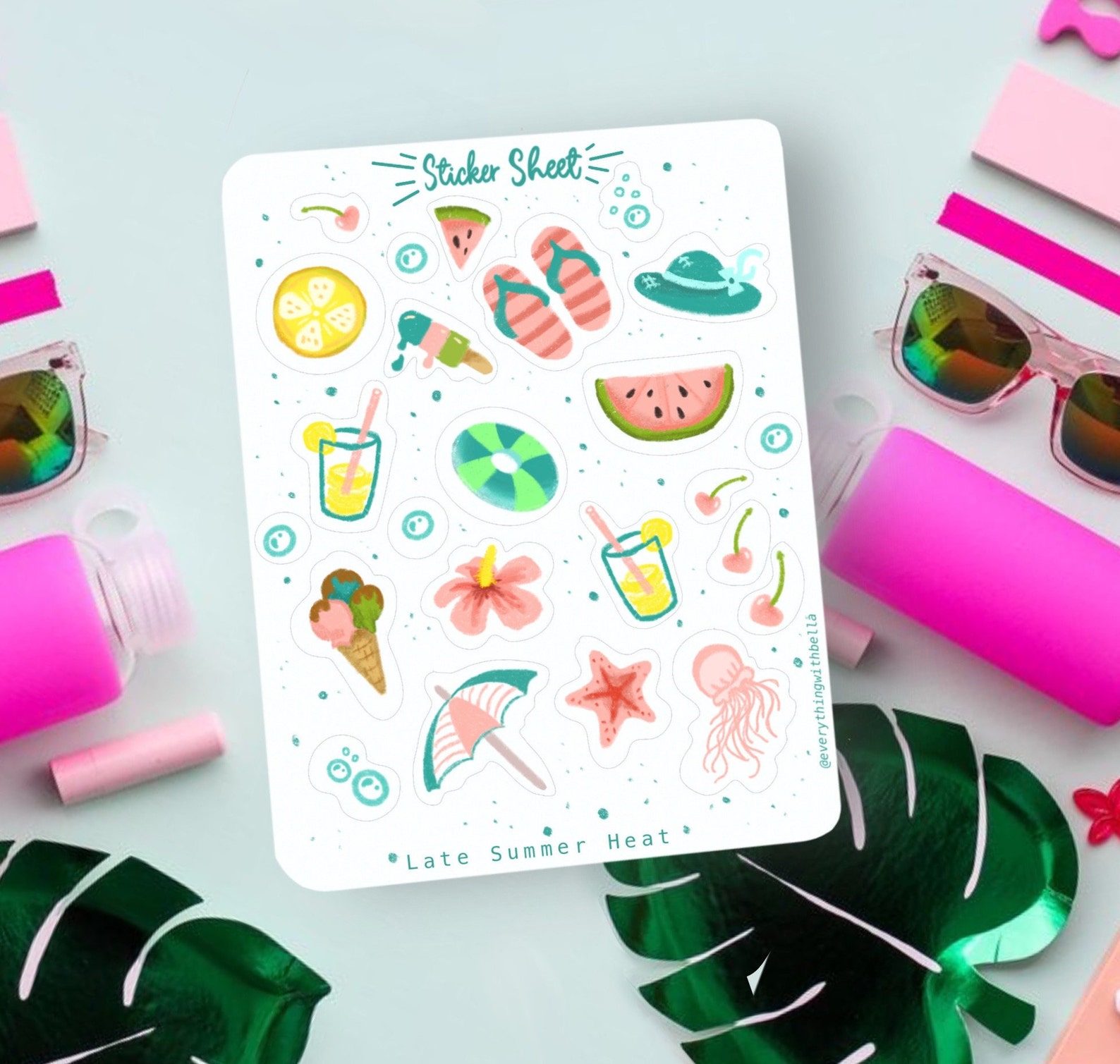 Cute Summer Beach Sticker Sheet Trendy Surf and Beach | Etsy