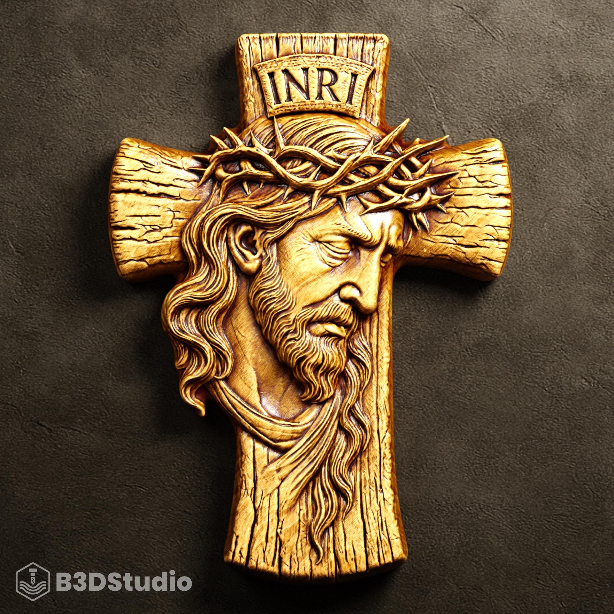 Jesus Cross Relief for CNC Laser and 3D Print STL File and 4K