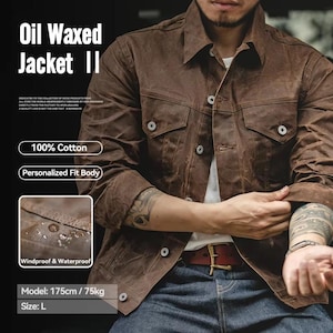 Vaxad kanvas cowboyjacka – Vintage arbetskläder för jakt