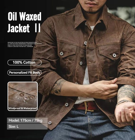 Waxed Canvas Cowboy Jacket – Vintage Workwear Hunting Coat