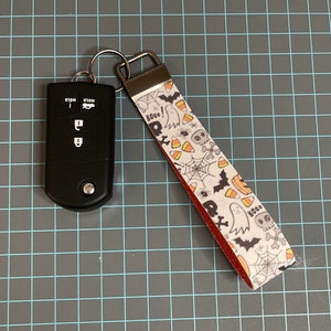 Wristlet Keychain | Halloween Glitter Faux Leather Keychain | Spooky, Alt, Emo, Witchy, Ghost | For Kids, Teens and Adults