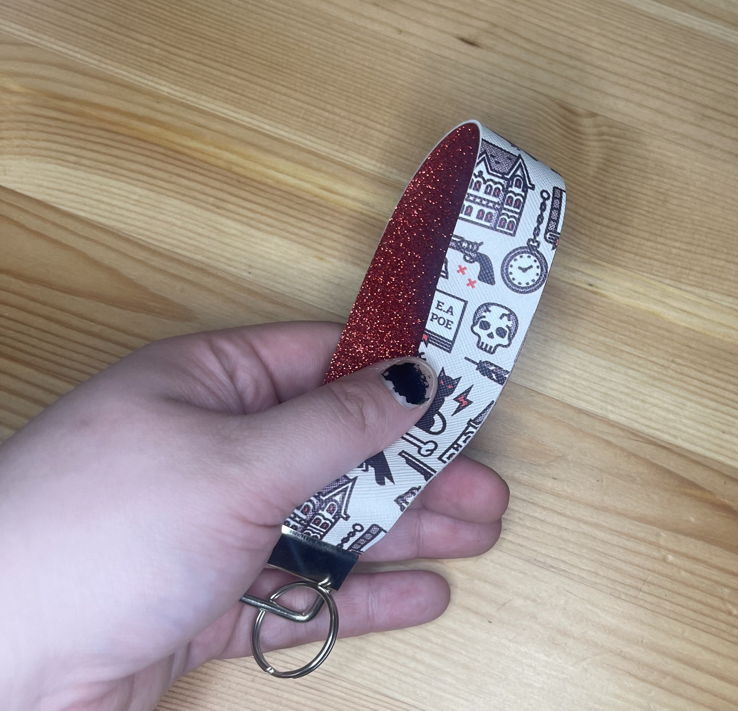 Wristlet Keychain | Edgar Allan Poe Halloween Spooky Faux Leather Vegan ...