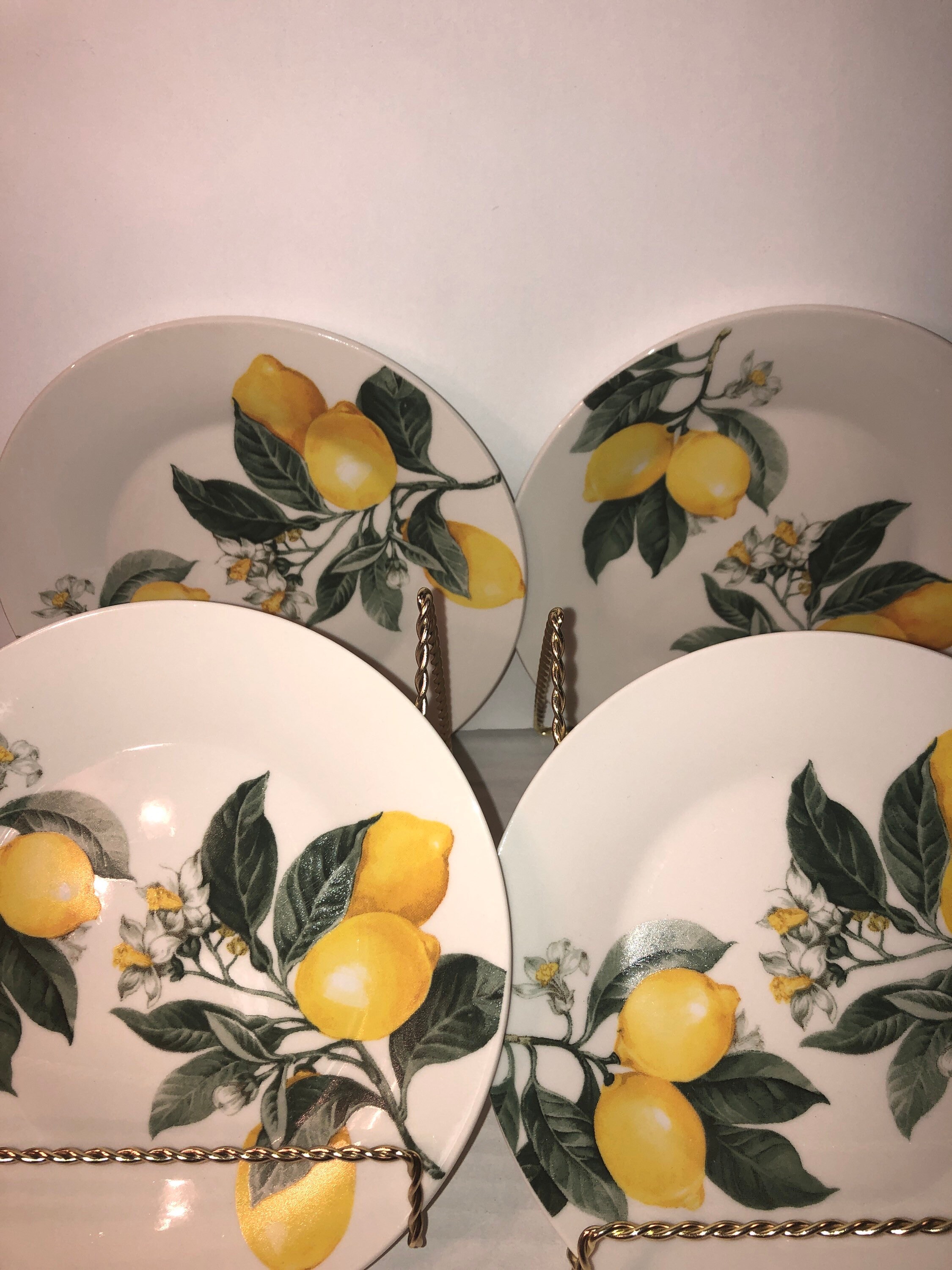 Ceramic Lemon Salad Plates Set Of 4 Etsy