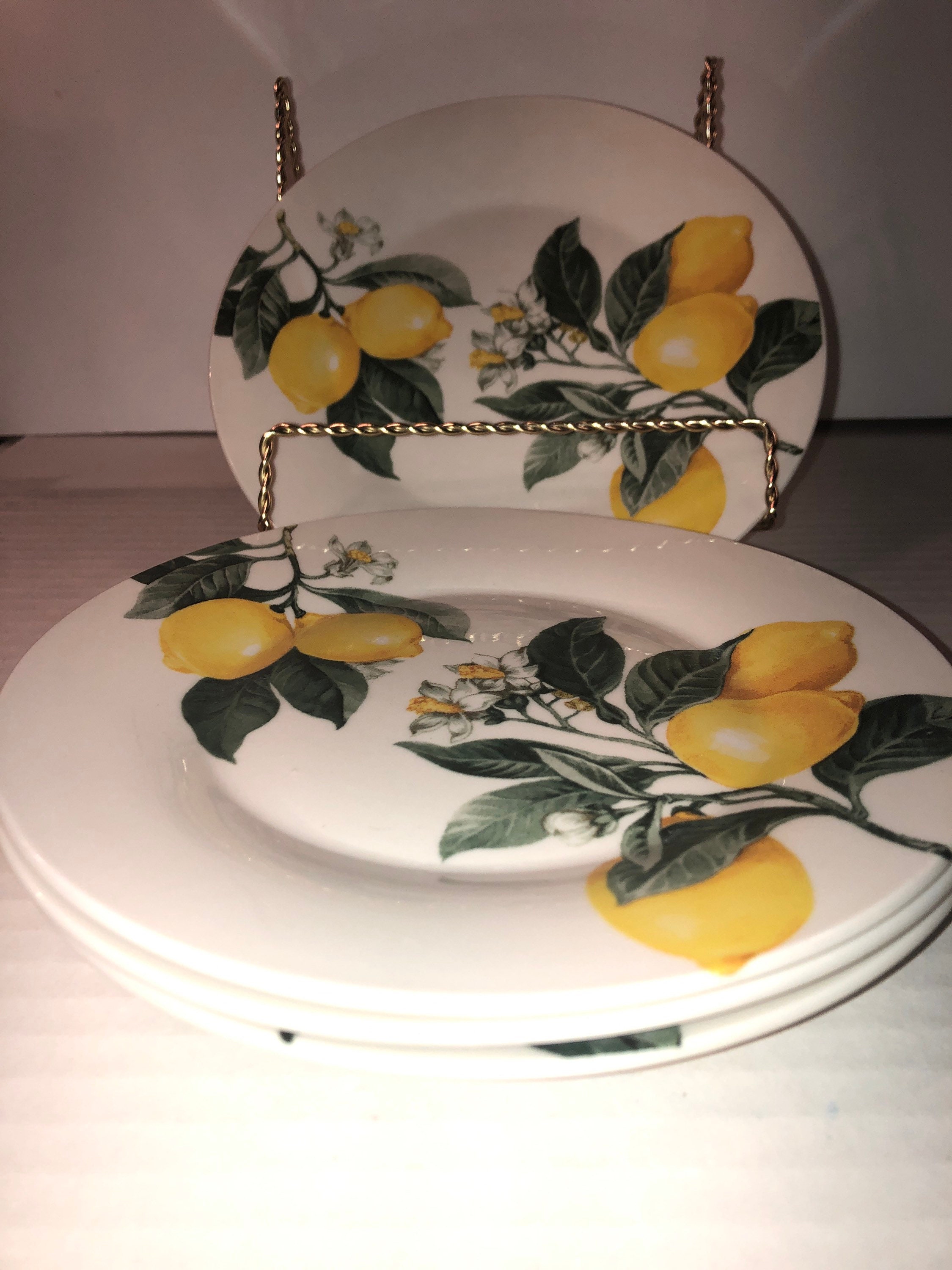 Ceramic Lemon Salad Plates Set Of 4 Etsy