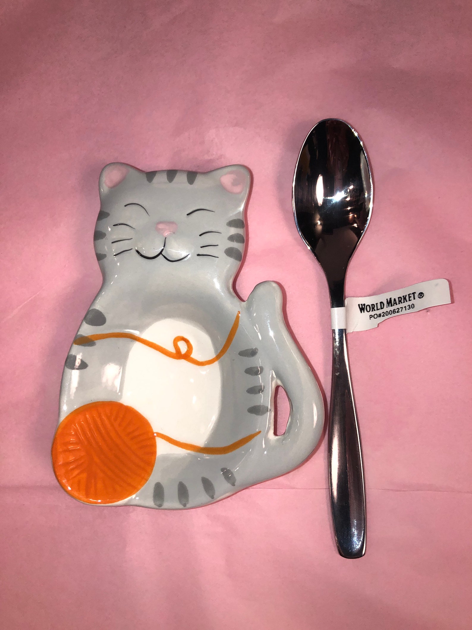 Kitty cat Tea spoon Rest & Spoon Ceramic Gloss Etsy
