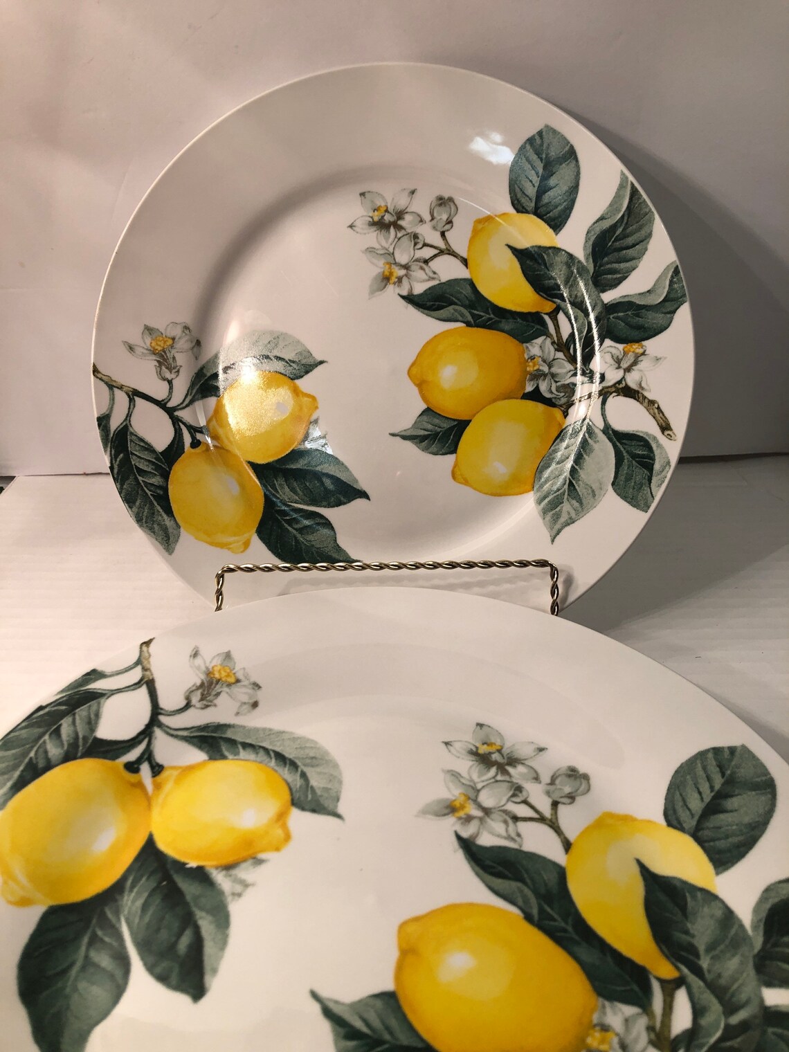 Lemon Ceramic Dinner Plates Set Of 4 Royal Norfolk Plates Etsy