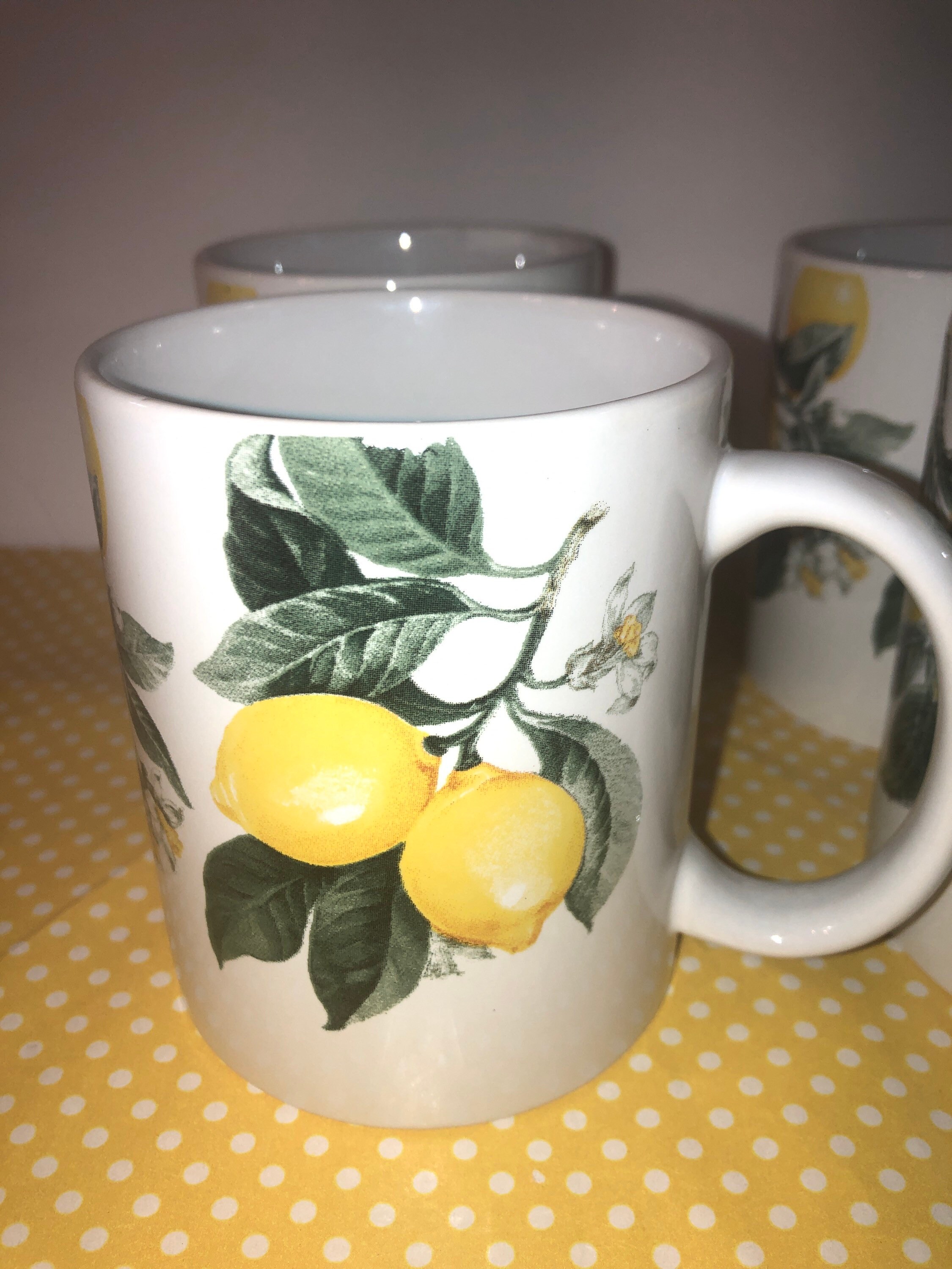 Royal Norfolk Lemon mugs Set Of 4 Etsy
