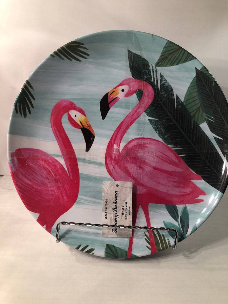 Tommy Bahama Flamingo Melamine Dinner Plates Set Of 4 Etsy