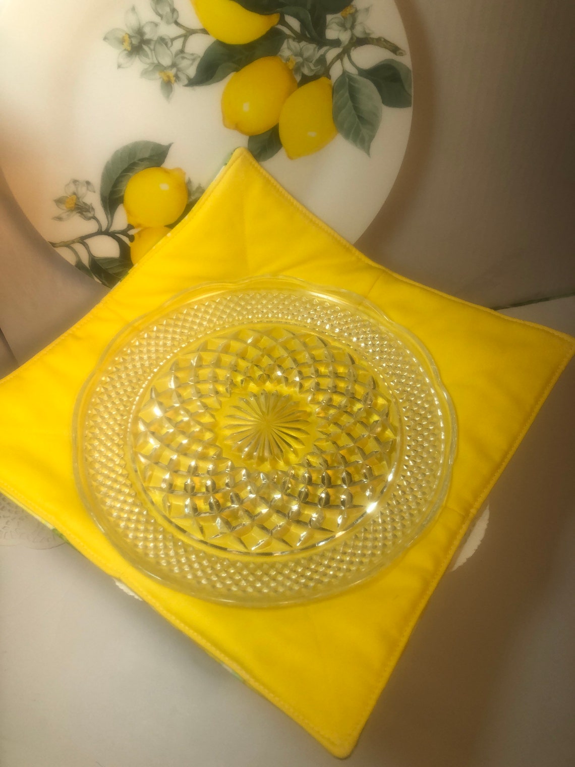 Cozie Lemon Dinner Plate Holder With Napkin Fits Various Etsy
