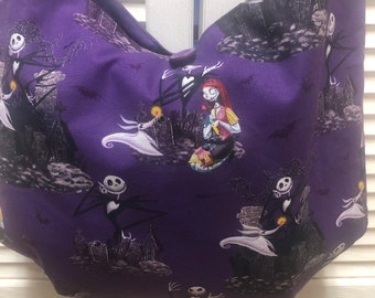 Messenger Bag- Theme Jack & Sally Cotton Bag-  Handmade And Design - Only Ship In United States-