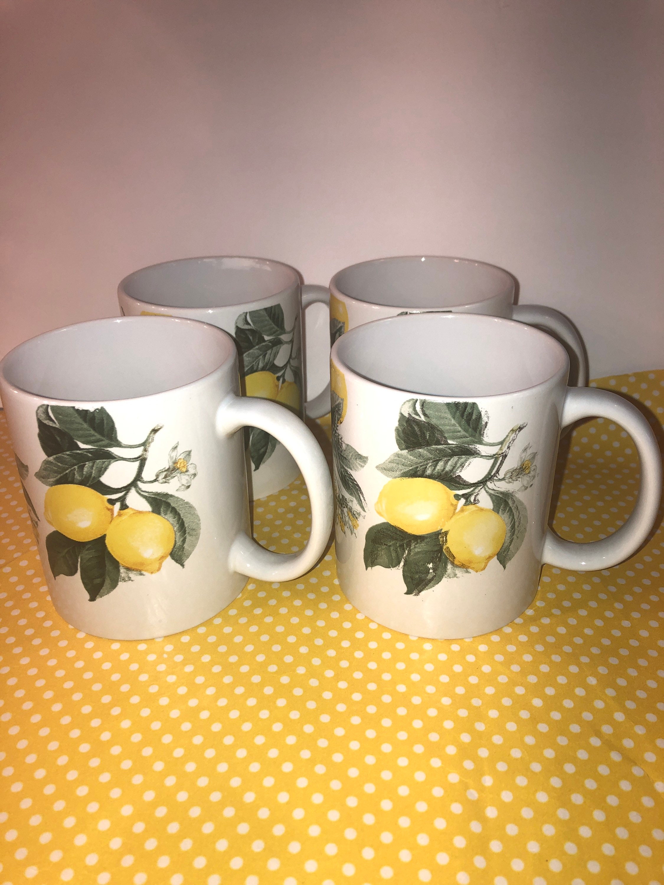 Royal Norfolk Lemon mugs Set Of 4 Etsy