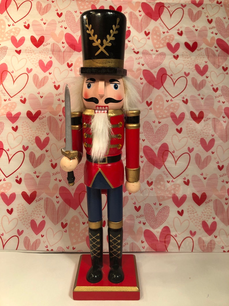 Handmade- Tall Wooden Nutcracker Hand painted