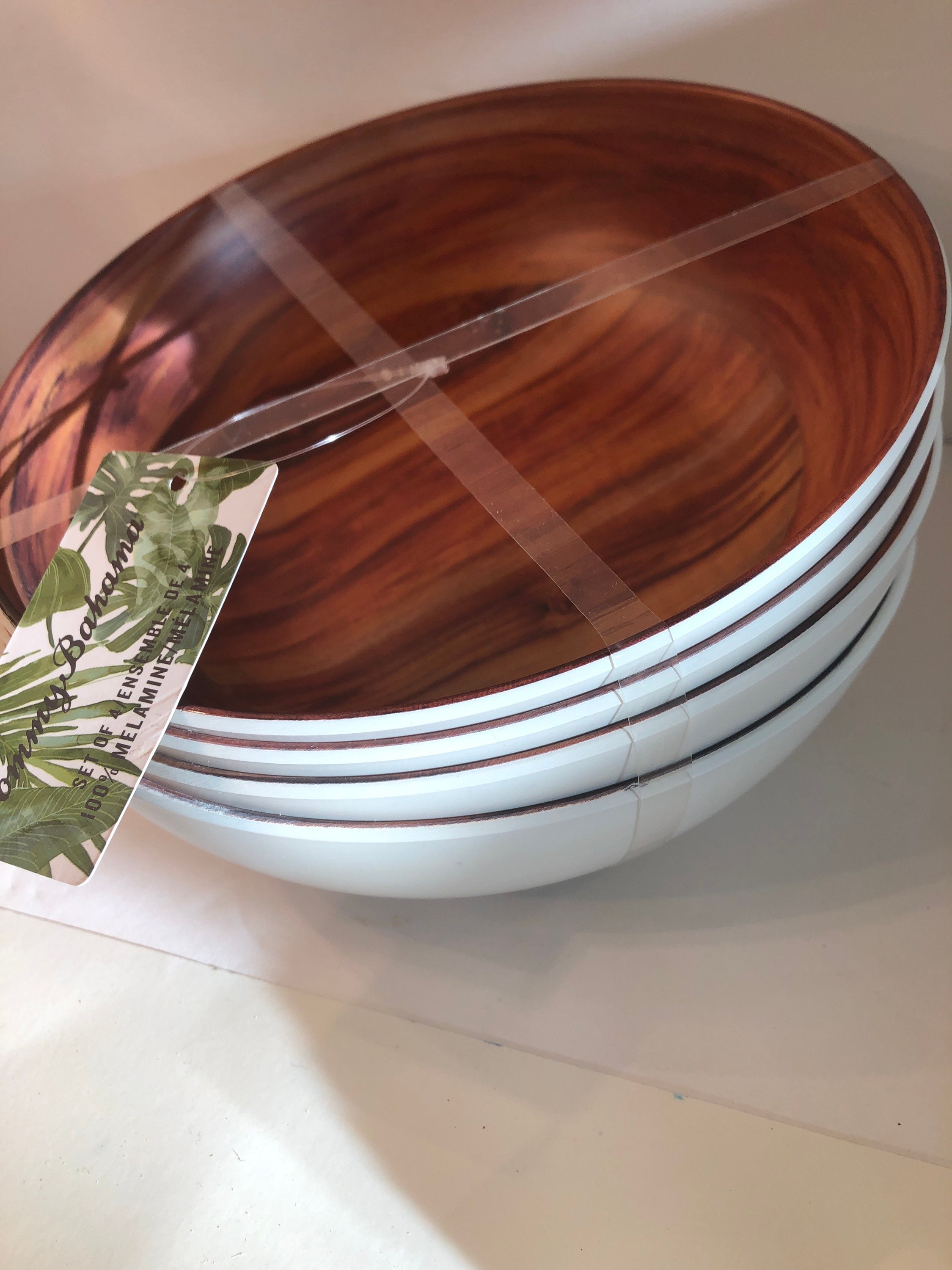 Tommy Bahama Melamine Bowls Wood Grain Look, 1 Set of 4 Etsy