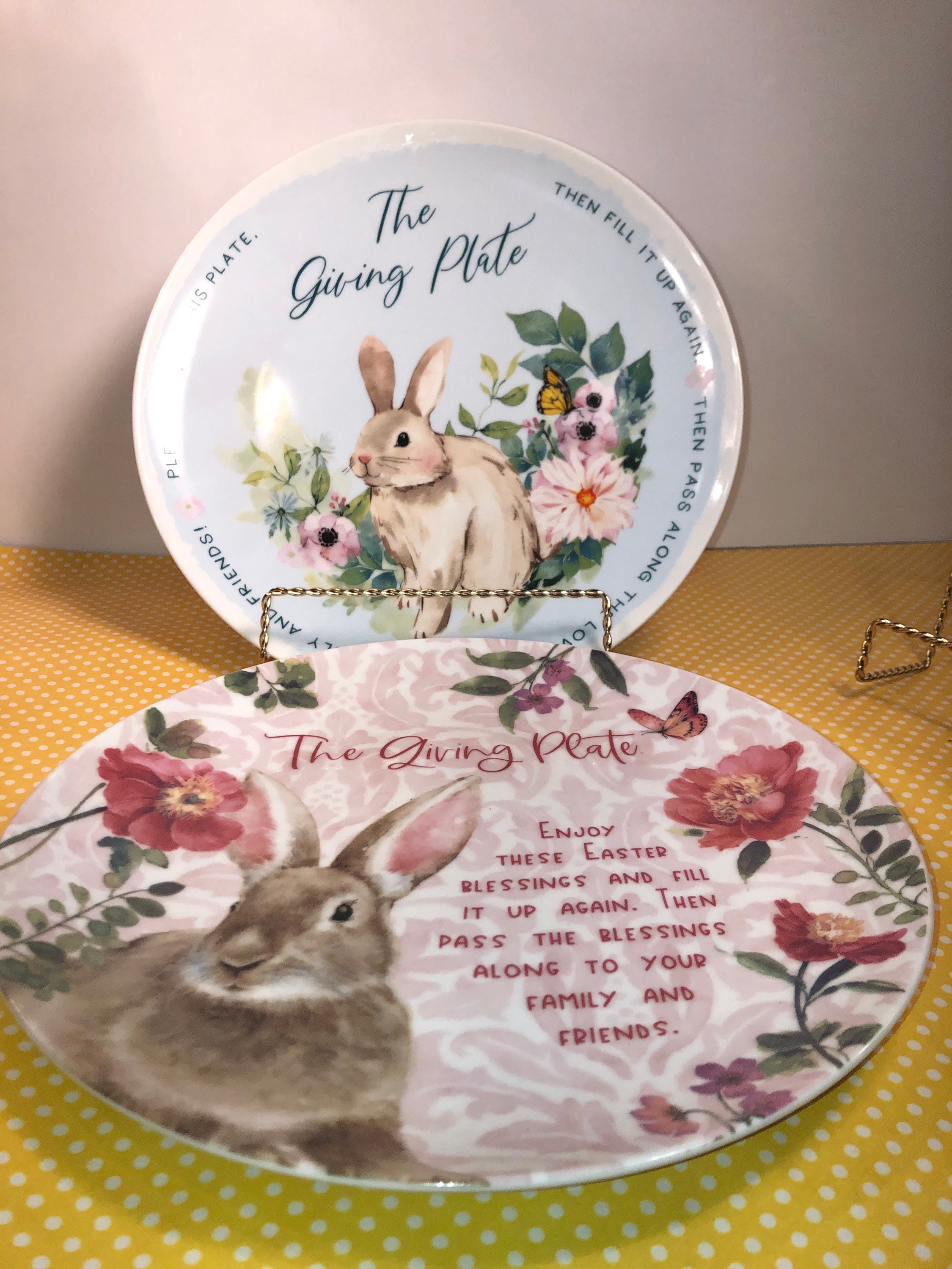 2 Giving Easter Dinner Plates Ceramic Gloss Plates set of Etsy