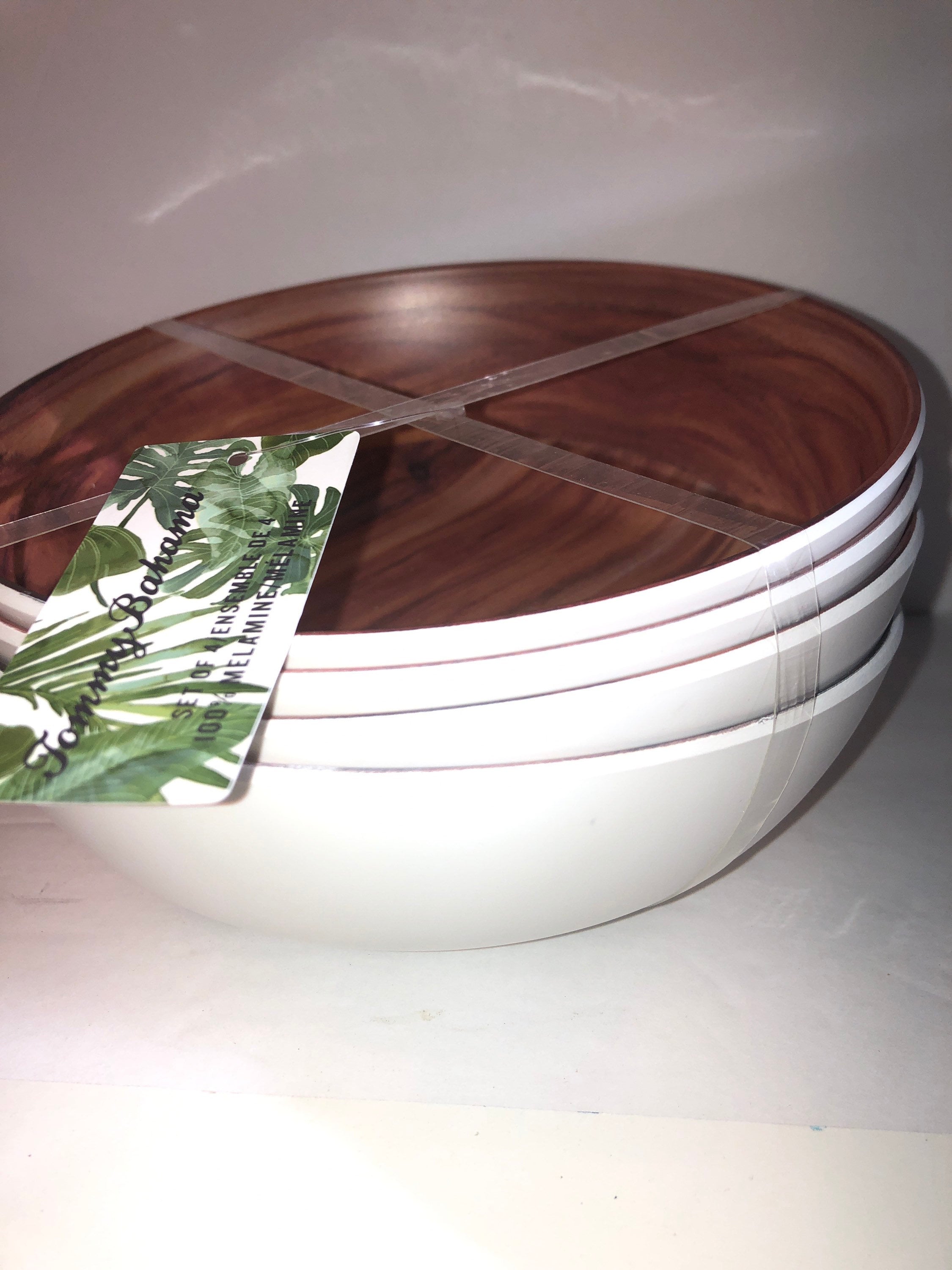 Tommy Bahama Melamine Bowls Wood Grain Look, 1 Set of 4 Etsy
