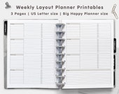 Weekly Planner Pages - US Letter size (8.5 x 11 inches) and Big Happy Planner size