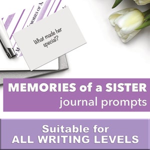 Grief Journal, Writing Prompts, Memories Book, Memories Scrapbook, Remembrance Gift, Memories of Sister, Keepsake Gift, Loss of Sister,