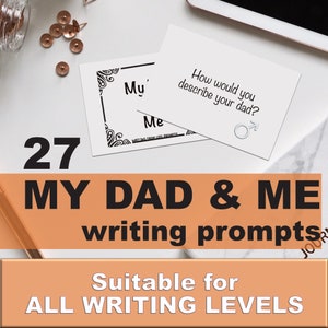 Indicaciones de escritura, Libro de recuerdos para papá, Imprimible, Indicaciones de diario, Crear regalo para papá. Regalo de bricolaje para el día del padre, regalo para él. Descargable