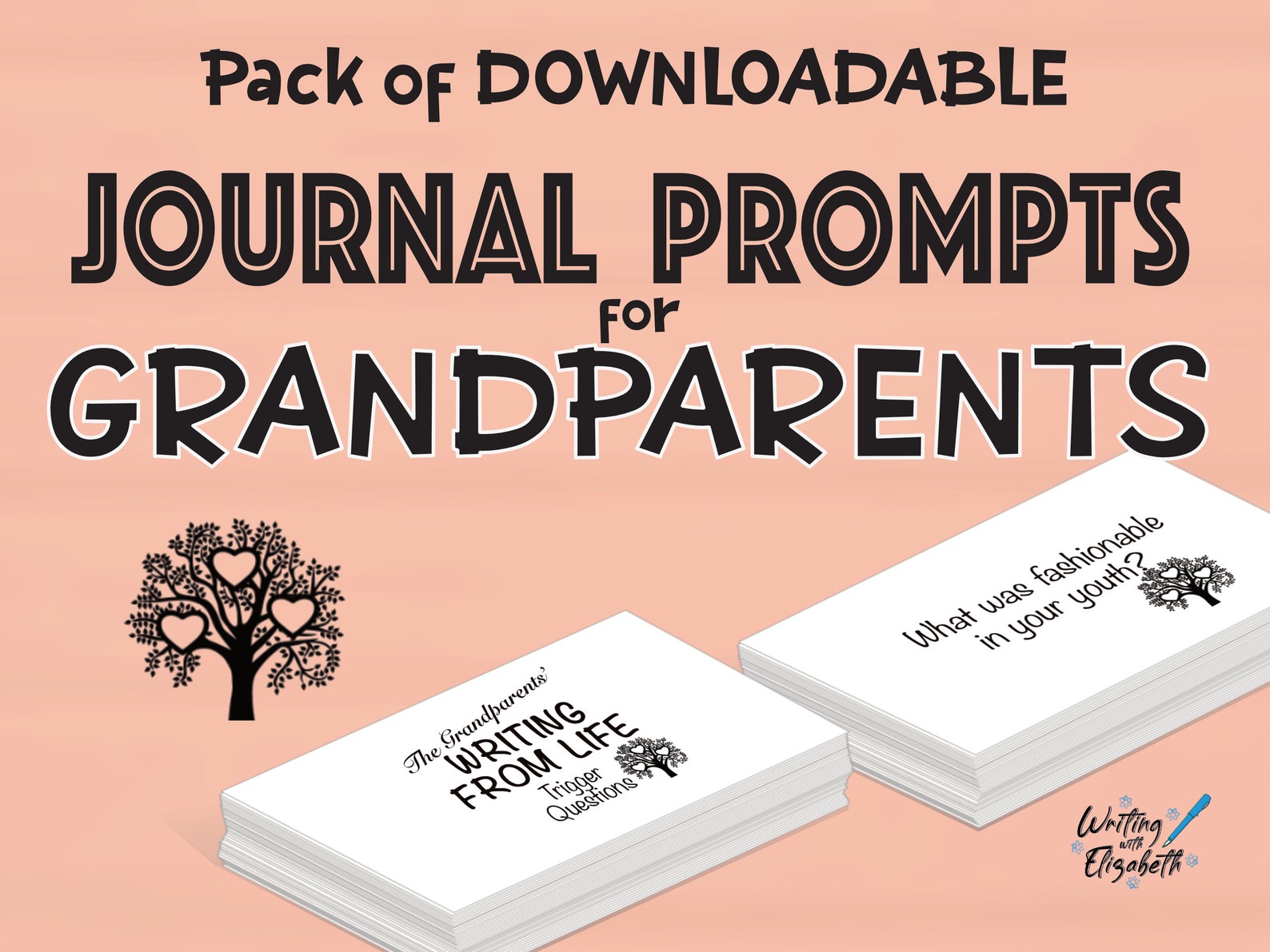 Downloadable, Journal Prompts, Gift for Grandparents, Grandad, Grandma